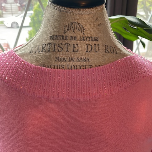 Lisa International pink long sleeved top with embellished collar - Picture 4 of 12